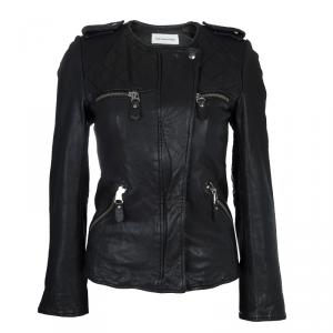 Isabel Marant Etoile Black Quilting Detail Leather Jacket S
