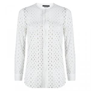Isabel Marant White Cutout Eyelet Embroidered Cotton Blouse  S