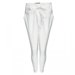 Isabel Marant White Linen Tie Detail Frayed Bottom Pants S