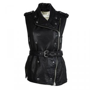 Isabel Marant Etoile Black Lamb Leather Sleeveless Jacket S