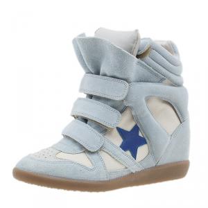 Pre Owned Isabel Marant Blue Bayley Star Wedge Sneakers Size 37