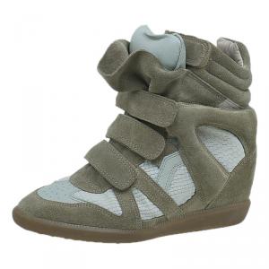 Pre Owned Isabel Marant Beige Bekett Wedge Sneakers Size 38