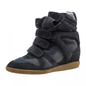 Pre Owned Isabel Marant Brown Suede Bekket Wedge Sneakers Size 39