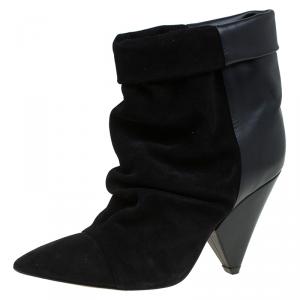 Isabel Marant Black Suede and Leather Andrew Ankle Boots Size 37