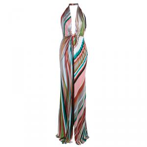 Issa London Multicolor Halter Back Maxi Dress S