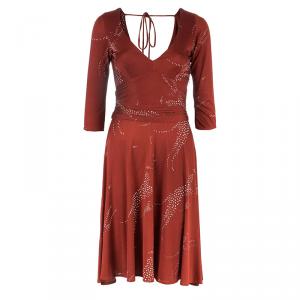 Issa London Red Silk Printed Dress S