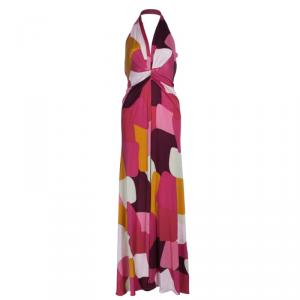 Issa Pink Abstract Print Jersey Maxi Dress M