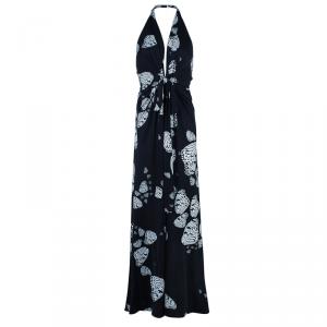Issa Monochrome Butterfly Print Jersey Maxi Dress M