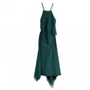 فستان جيسون وو أخضر طبقات بلا أكمام S