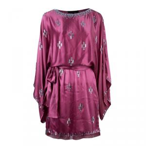 Jenny Packham Pink Silk Crystal Embellished Dress M