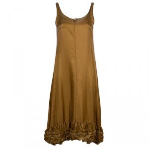 Jil Sander Brown Cotton Vintage Sleeveless Dress S