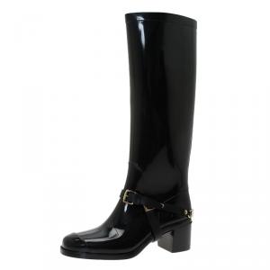 Pre Owned Jimmy Choo Black Rubber Chester Rain Boot Size 36
