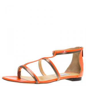 Pre Owned Jimmy Choo Neon Orange Tabitha Sandals Size 40