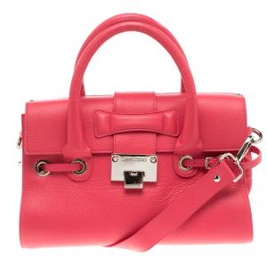 Jimmy Choo Pink Leather Small Rosalie Top Handle Bag