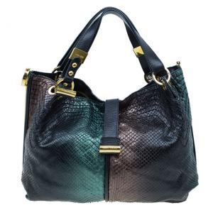 Pre Owned Jimmy Choo Two Shaded Python Ayse Shoulder Bag