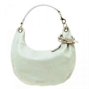 Pre Owned Jimmy Choo Light Grey Leather Small Solar Hobo Bag