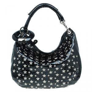 Jimmy Choo Black Patent Leather Small Star Studded Solar Hobo