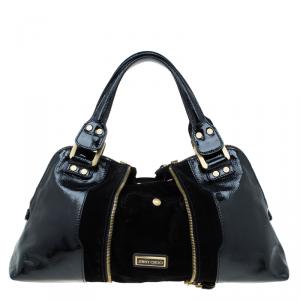Jimmy Choo Black Patent leather and Suede Satchel