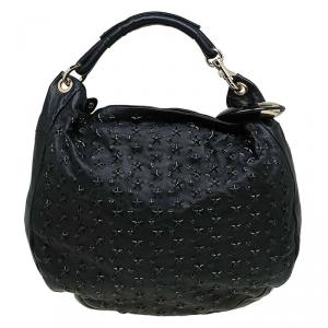 Jimmy Choo Black Leather Star Studded Sky Hobo