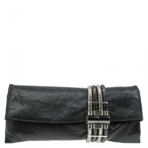 Pre Owned Jimmy Choo Black Leather Chandra Clutch