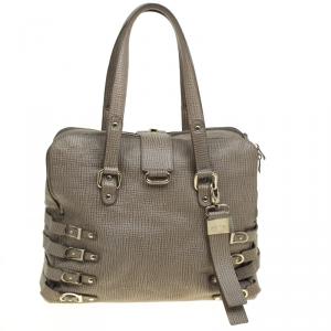 Pre Owned Jimmy Choo Beige Lizard Embossed Leather Large Blanche Satchel