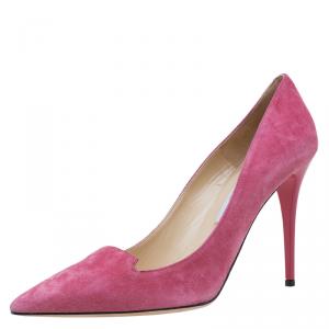 Pre Owned Jimmy Choo Pink Suede Avril Pointed Toe Pumps Size 40
