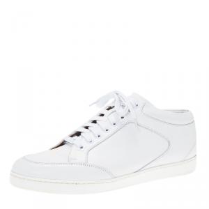 Pre Owned Jimmy Choo White Leather Miami Sneakers Size 39