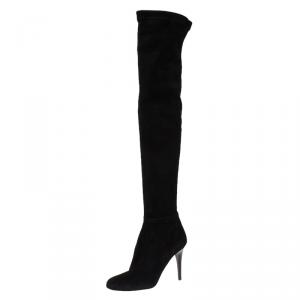 مملوكة مسبقًا Jimmy Choo Black Suede Toni Over The Knee Boots Size 35.5