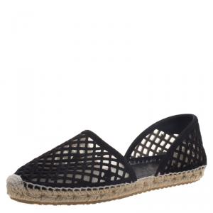Pre Owned Jimmy Choo Black Perforated Suede Dreya  Star Espadrilles Size 39