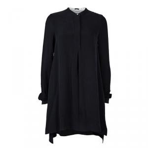 Joseph Black Matte Silk Sheer Sleeve Tunic Dress S