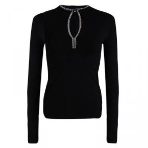 Joseph Black Embellished Long Sleeve Top S