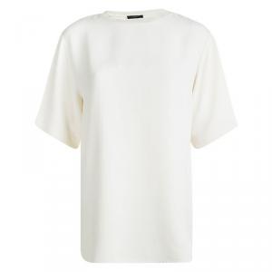 Joseph Cream Matt Silk Crewneck Short Sleeve Oversized Top S