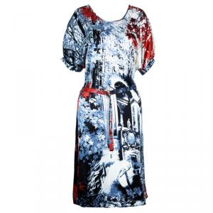 Pre Owned Just Cavalli Multi Print Silk Dress M