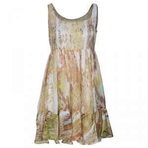 Just Cavalli Cream Snake Print Dress M