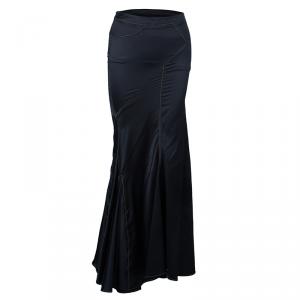 Pre Owned Just Cavalli Black Satin Fishtail Maxi Skirt S