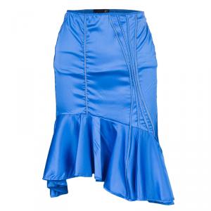 Pre Owned Just Cavalli Blue Wrinkle Effect Skirt S