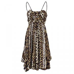 Pre Owned Just Cavalli Leopard Print Babydoll Dress M