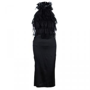 Pre Owned Just Cavalli Black Halterneck Detail Dress M
