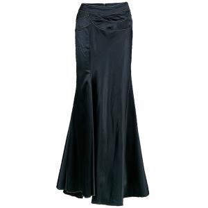 Just Cavalli Black Satin Maxi Skirt L