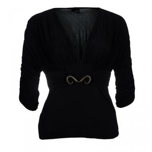 Pre Owned Just Cavalli Black Draped Top M
