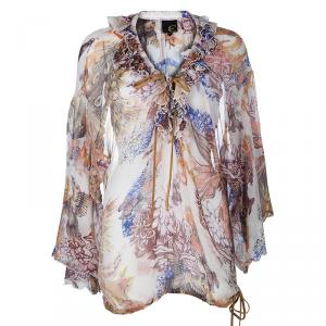 Just Cavalli Printed Silk Chiffon Top L