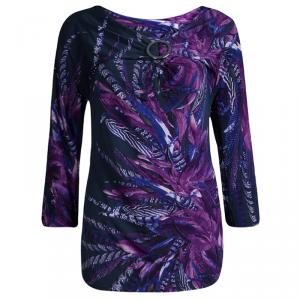 Just Cavalli Multicolor Draped Knit Long Sleeve Blouse XL