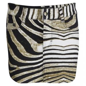 Pre Owned Just Cavalli Animal Printed Denim Mini Skirt  S