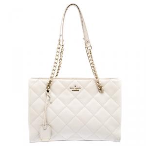 Kate Spade Off White Quilted Leather Emerson Place Phoebe Tote