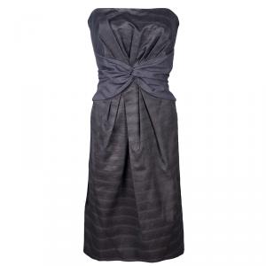 Pre Owned Kenzo Grey Strapless Dress S