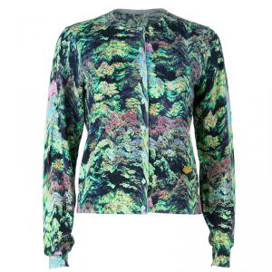 Pre Owned Kenzo Multicolor Print Cardigan M