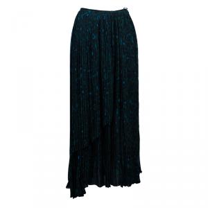 Pre Owned Kenzo Green Floral Pleated Skirt M