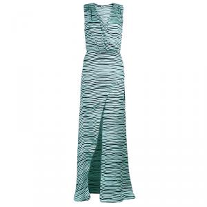 Pre Owned Kenzo Brush Striped Silk Maxi Dress M
