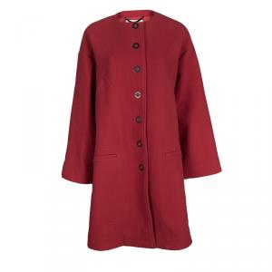 Kenzo Red Wool Oversized A-Line Duster Swing Coat M