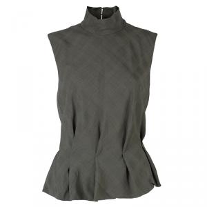 مملوكة مسبقًا Kenzo Grey Houndstooth Sleeveless Top L